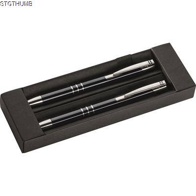 METAL PEN & PENCIL SET in Black