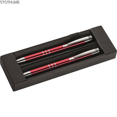 METAL PEN & PENCIL SET in Red