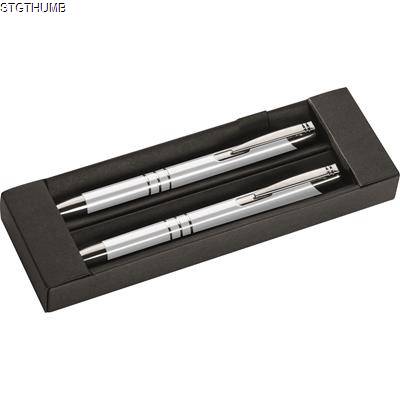 METAL PEN & PENCIL SET in White