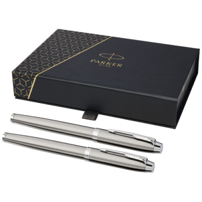 PARKER IM ROLLERBALL PEN AND FOUNTAIN PEN SET in Silver