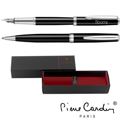 PEN SET - PIERRE CARDIN MONTFORT BLACK PEN AND FOUNTAIN PEN with Pb15 Box