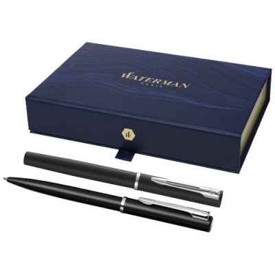 WATERMAN ALLURE ROLLERBALL PEN AND BALL PEN SET (BLACK INK) in Solid Black