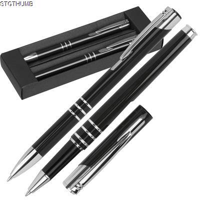 WRITING SET with Ball Pen & Rollerball Pen in Black
