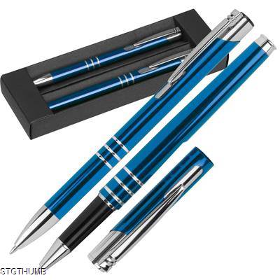 WRITING SET with Ball Pen & Rollerball Pen in Blue