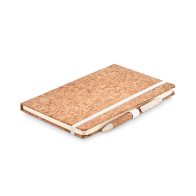 A5 CORK NOTE BOOK with Pen in Brown