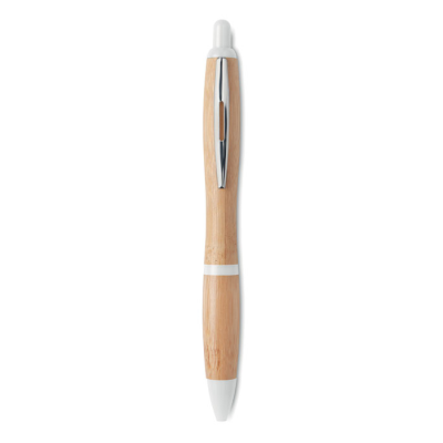 BALL PEN in ABS & Bamboo in White