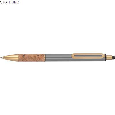 BALL PEN with Cork Grip Zone in Silvergrey