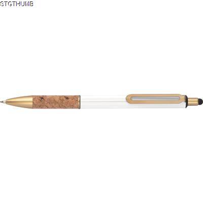 BALL PEN with Cork Grip Zone in White