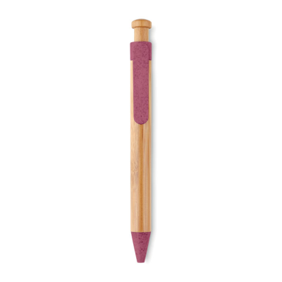 BAMBOO & WHEAT-STRAW ABS BALL PEN in Red