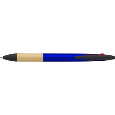 BAMBOO BALL PEN (3 COLOUR AND STYLUS) in Cobalt Blue