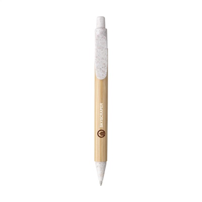 BAMBOO WHEAT PEN WHEAT STRAW BALL PEN in White