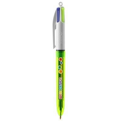 BIC® 4 COLOURS FLUO BALLPEN + LANYARD BRITEPIX™