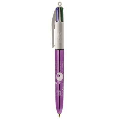 BIC® 4 COLOURS SHINE BALLPEN + LANYARD LASER ENGRAVING