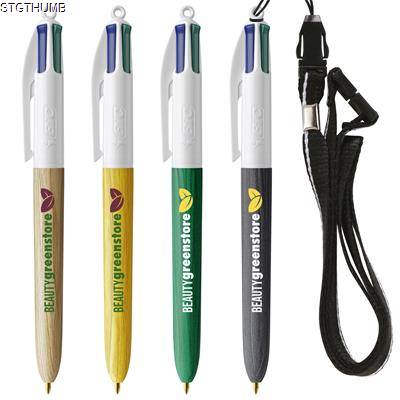 BIC® 4 COLOURS WOOD STYLE with Lanyard Screen Print