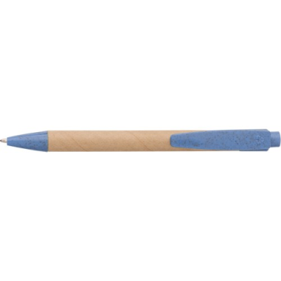 CARDBOARD CARD AND WHEAT STRAW BALL PEN in Blue