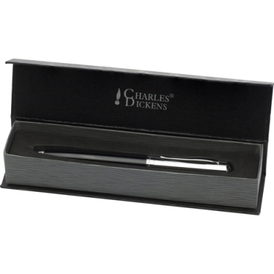 CHARLES DICKENS® BALL PEN in Black & Silver