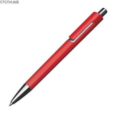 COLOURFUL PLASTIC BALL PEN in Red