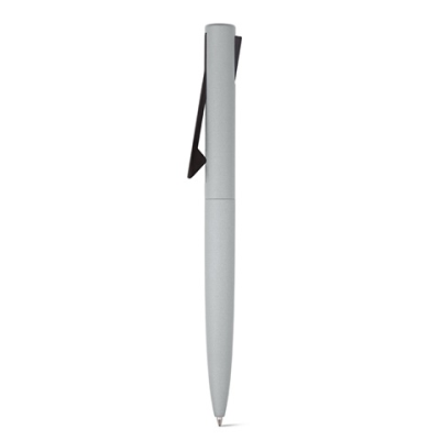 CONVEX ALUMINIUM METAL AND ABS BALL PEN with Clip in Satin Silver