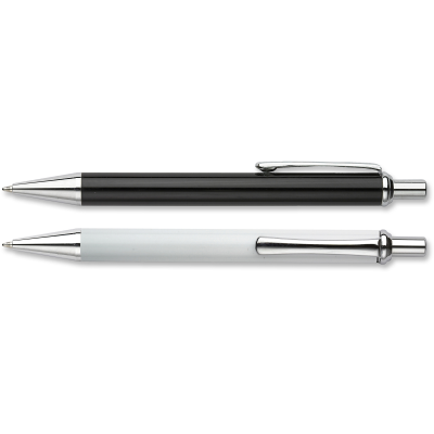 CORPORATE PUSH BUTTON ACTION METAL BALL PEN in Black or White