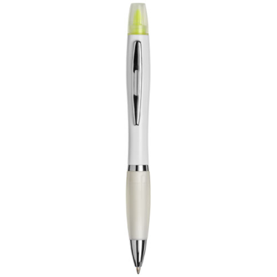 CURVY BALL PEN with Highlighter in White & Transparent