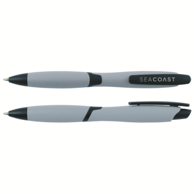 CURVY SOLID BALL PEN with Solid Colour Barrel & Black Clip in Grey