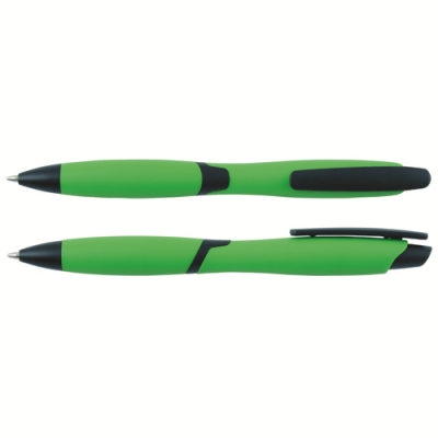 CURVY SOLID BALL PEN with Solid Colour Barrel & Black Clip in Light Green