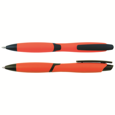 CURVY SOLID BALL PEN with Solid Colour Barrel & Black Clip in Orange