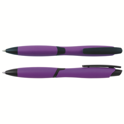 CURVY SOLID BALL PEN with Solid Colour Barrel & Black Clip in Purple