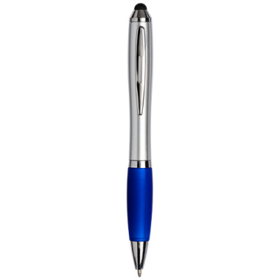 CURVY STYLUS BALL PEN in Silver & Blue