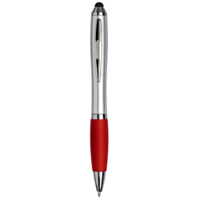 CURVY STYLUS BALL PEN in Silver & Red