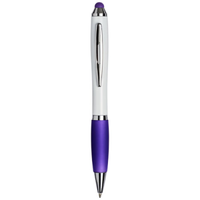 CURVY STYLUS BALL PEN in White & Purple