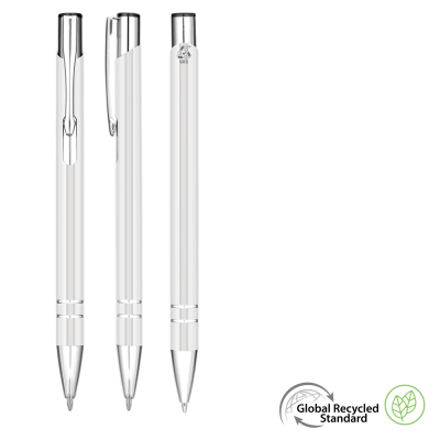 ELECTRA GRS RECYCLED METAL BALL PEN - WHITE