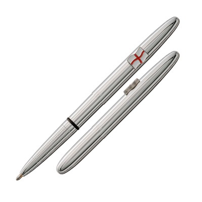 FISHER SILVER CHROME BULLET SPACE PEN with St Georges Flag