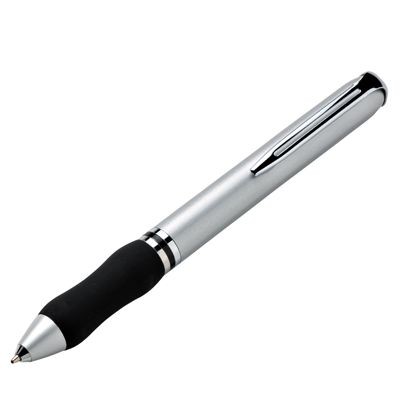 GREY METAL PEN with Black Rubber Grip