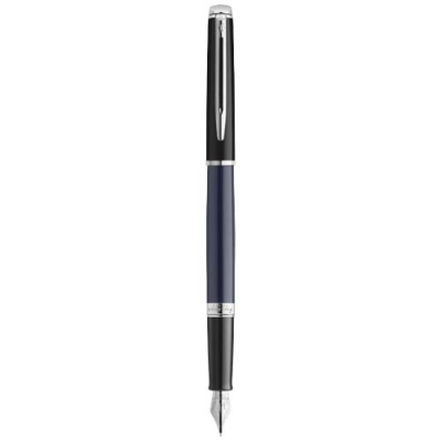 HEMISPHERE COLOUR BLOCKING FOUNTAIN PEN with Palladium Trim in Blue & Solid Black