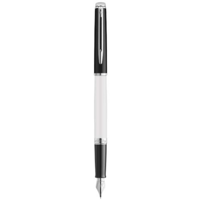 HEMISPHERE COLOUR BLOCKING FOUNTAIN PEN with Palladium Trim in White & Solid Black