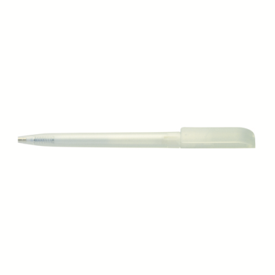 JAG TWIST ACTION FROSTED PLASTIC BALL PEN in White