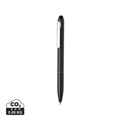 KYMI RCS CERTIFIED RECYCLED ALUMINIUM METAL PEN with Stylus in Black