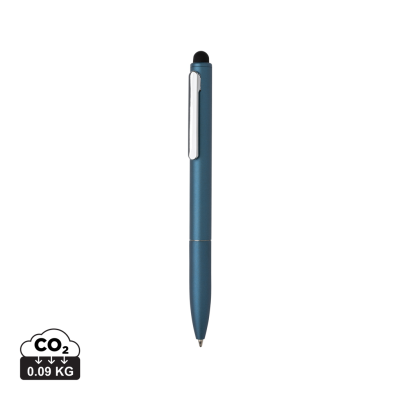 KYMI RCS CERTIFIED RECYCLED ALUMINIUM METAL PEN with Stylus in Royal Blue