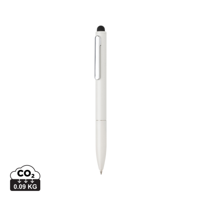 KYMI RCS CERTIFIED RECYCLED ALUMINIUM METAL PEN with Stylus in White