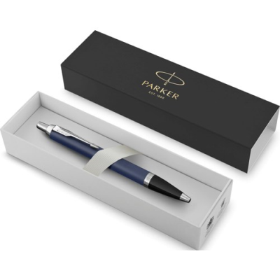 LACQUERED BRASS PARKER IM BALL PEN in Blue