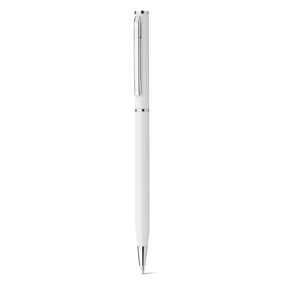 LESLEY METALLIC METAL BALL PEN with Clip in White