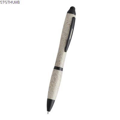 LIKA ROTARY BALL PEN in Wheat Fiber & Pp with Black Finishes