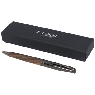 LOURE WOOD BARREL BALL PEN (BLACK INK) in Solid Black & Dark Brown