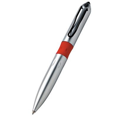 MATT SILVER METAL BALL PEN with Red Centre Ring