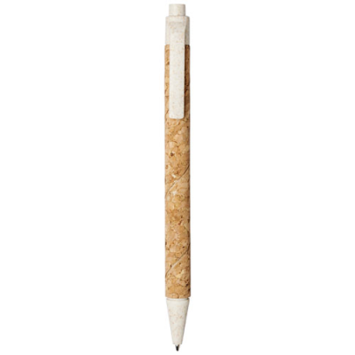 MIDAR CORK AND WHEAT STRAW BALL PEN (BLACK INK) in Natural & Cream