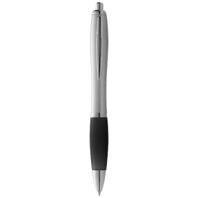 NASH BALL PEN SILVER BARREL AND COLOUR GRIP (BLUE INK) in Silver & Solid Black