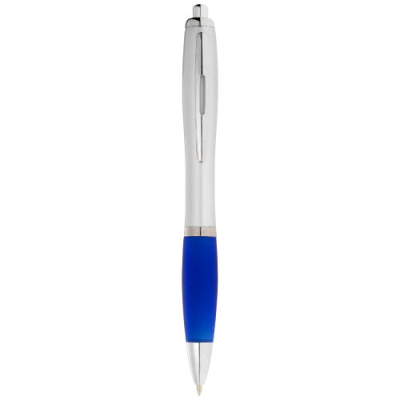 NASH BALL PEN SILVER BARREL AND COLOUR GRIP in Silver & Royal Blue