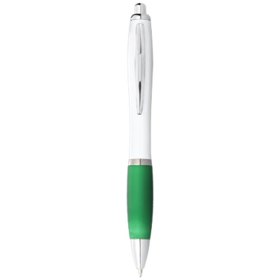 NASH BALL PEN WHITE BARREL AND COLOUR GRIP (BLUE INK) in White & Green