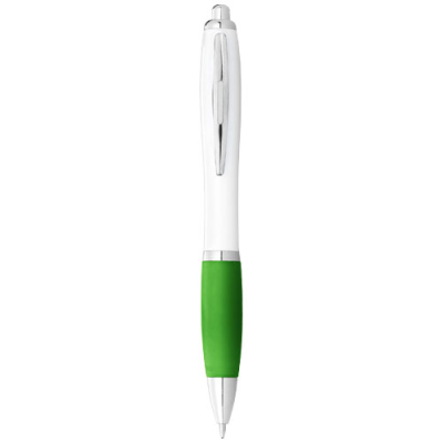 NASH BALL PEN WHITE BARREL AND COLOUR GRIP (BLUE INK) in White & Lime